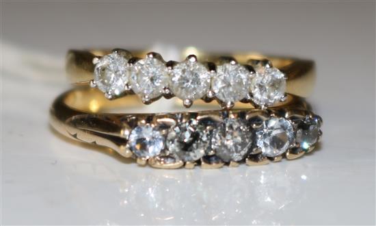 Five stone diamond rings x 2